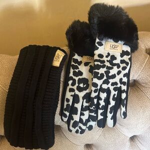 NWT UGG  soft & stretchy touchscreen accessible gloves & headband  SET